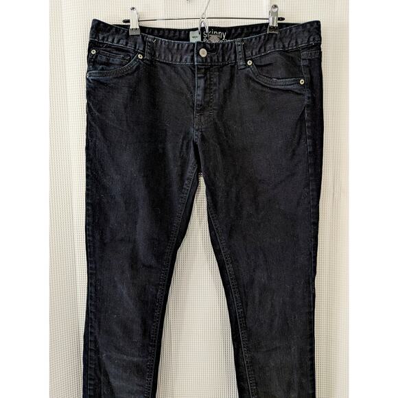 MOSSIMO! DEEP, SATURATED BLACK SKINNY PREMIUM DENIM 5 POCKET JEANS, PANTS! SZ 14 - Picture 3 of 11
